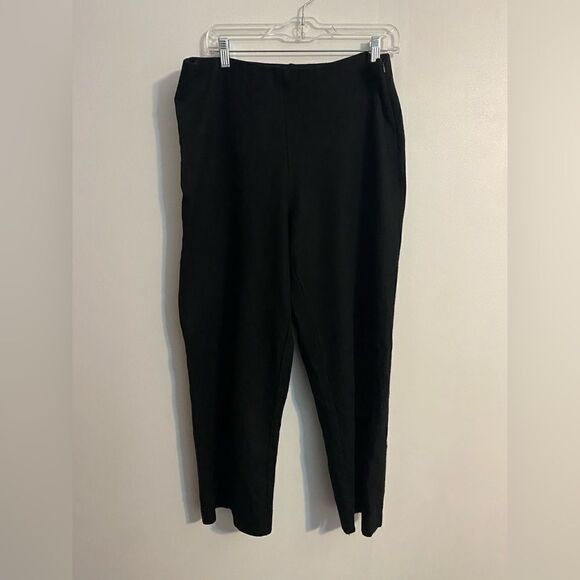 Eileen Fisher Black Wide-leg Hi-waist straight ankle pants, size L - Picture 1 of 3